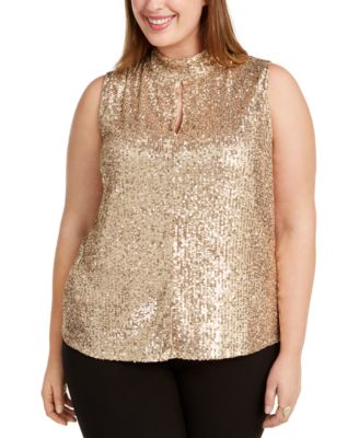 macy's gold sequin top