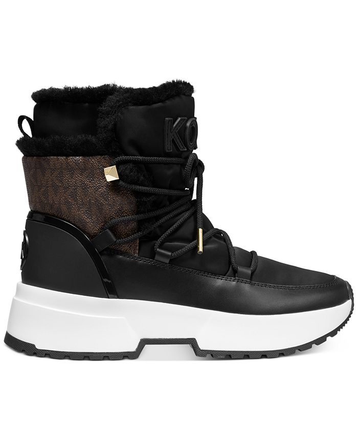 michael michael kors cassia metallic nylon and leather boot
