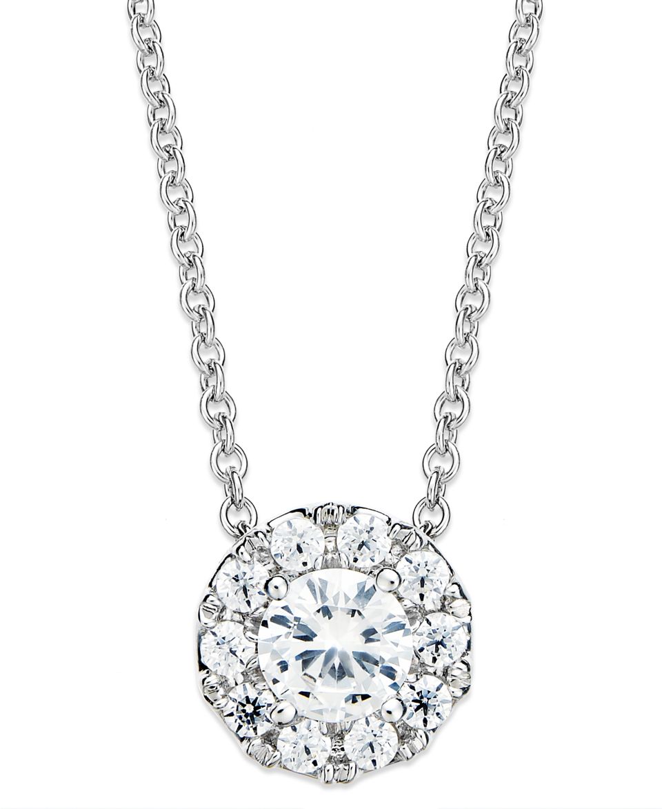 Diamond Necklace, 14k White Gold Diamond Round Pendant (1/3 ct. t.w.)   Necklaces   Jewelry & Watches
