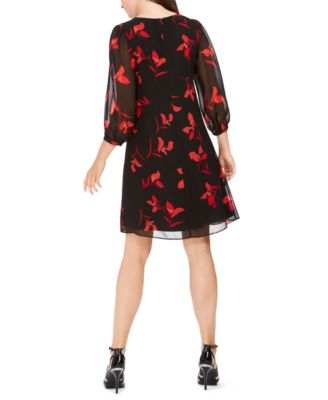 calvin klein floral a line dress