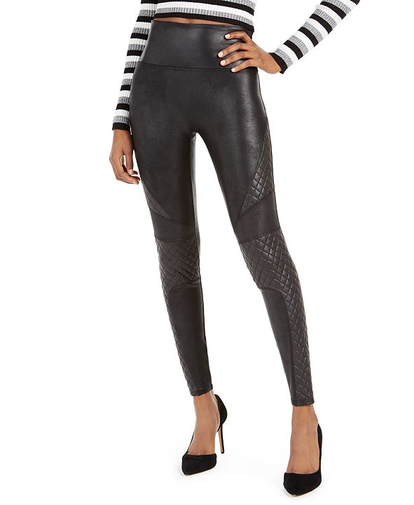 SPANX Petite Faux-Leather Quilted Leggings & Reviews - Handbags ...