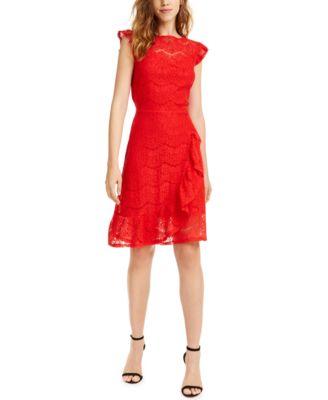 petite red lace dress