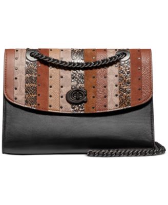coach coated canvas signature exotic patchwork stripe parker top handle