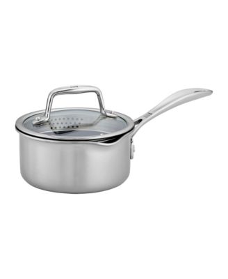 Zwilling Clad CFX 1-Qt. Кастрюля с крышкой-фильтром и носиками для заливки