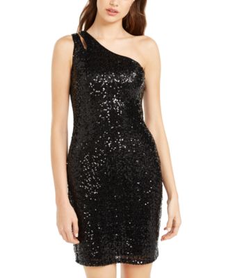 black glitter one shoulder dress