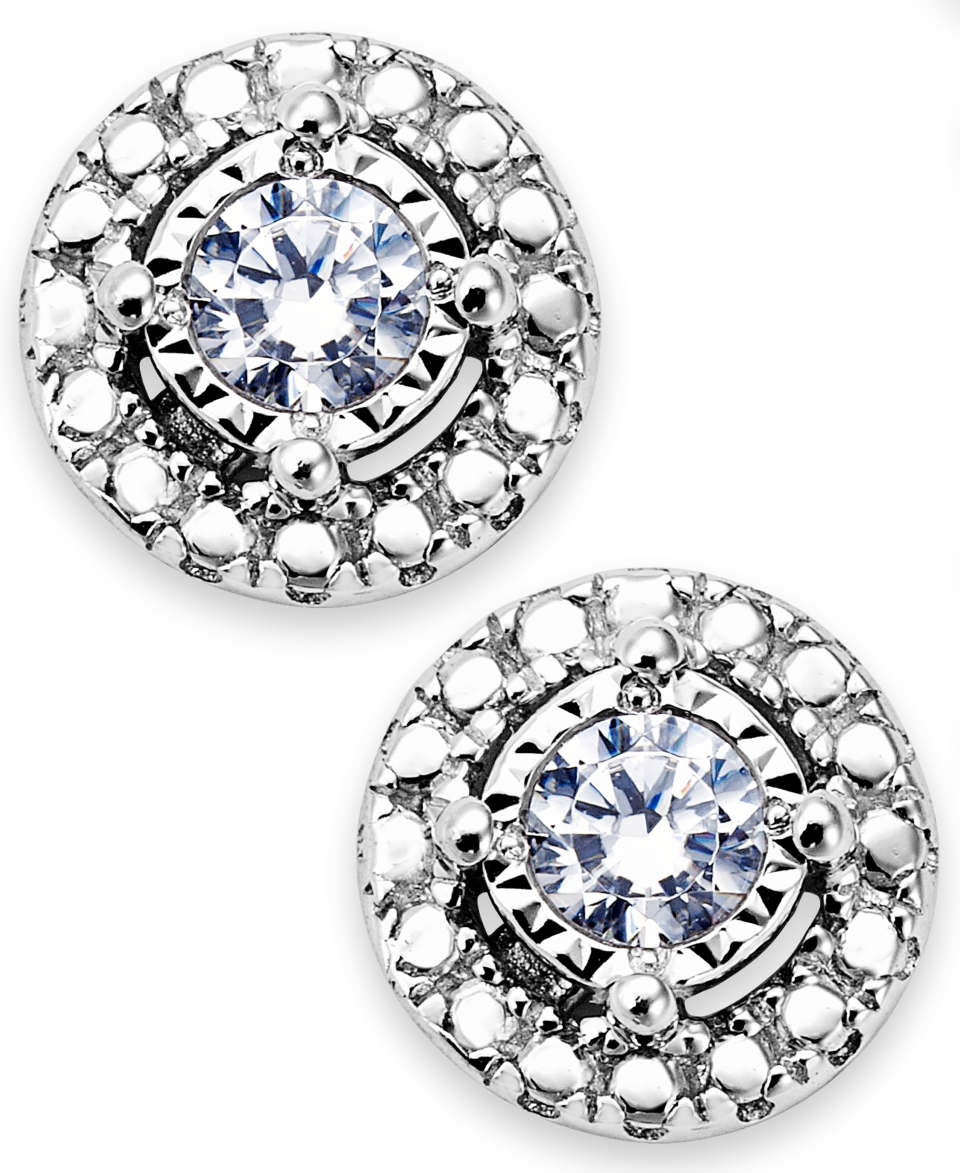 TruMiracle Diamond Earrings, Sterling Silver Diamond Halo Stud Earrings (1/5 ct. t.w.)   Earrings   Jewelry & Watches