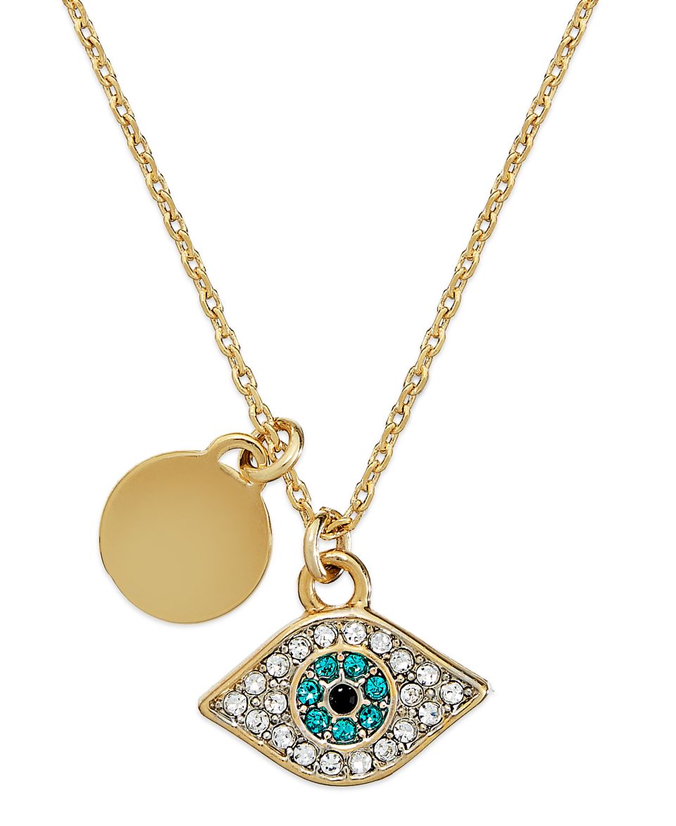 Juicy Couture Necklace, Gold Tone Evil Eye Pendant Necklace   Fashion Jewelry   Jewelry & Watches