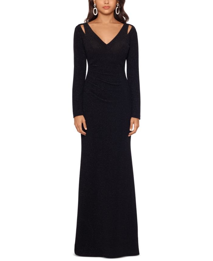 XSCAPE Glitter Cutout-Shoulder Gown & Reviews - Dresses - Women - Macy's
