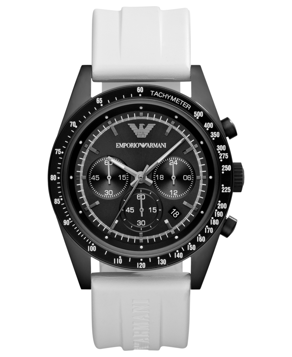 Emporio Armani Watch, Mens Chronograph White Rubber Strap 43mm AR6112   Watches   Jewelry & Watches