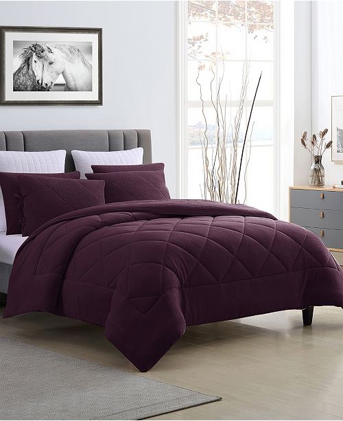 Cathay Home Inc Fleece And Microfiber Reversible Full Queen Comforter Set Reviews Bed In A Bag Bed Bath Macy S
