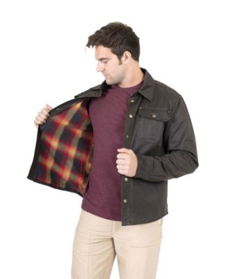 Flannel Lined Waxed Cotton Shirt Jacket 