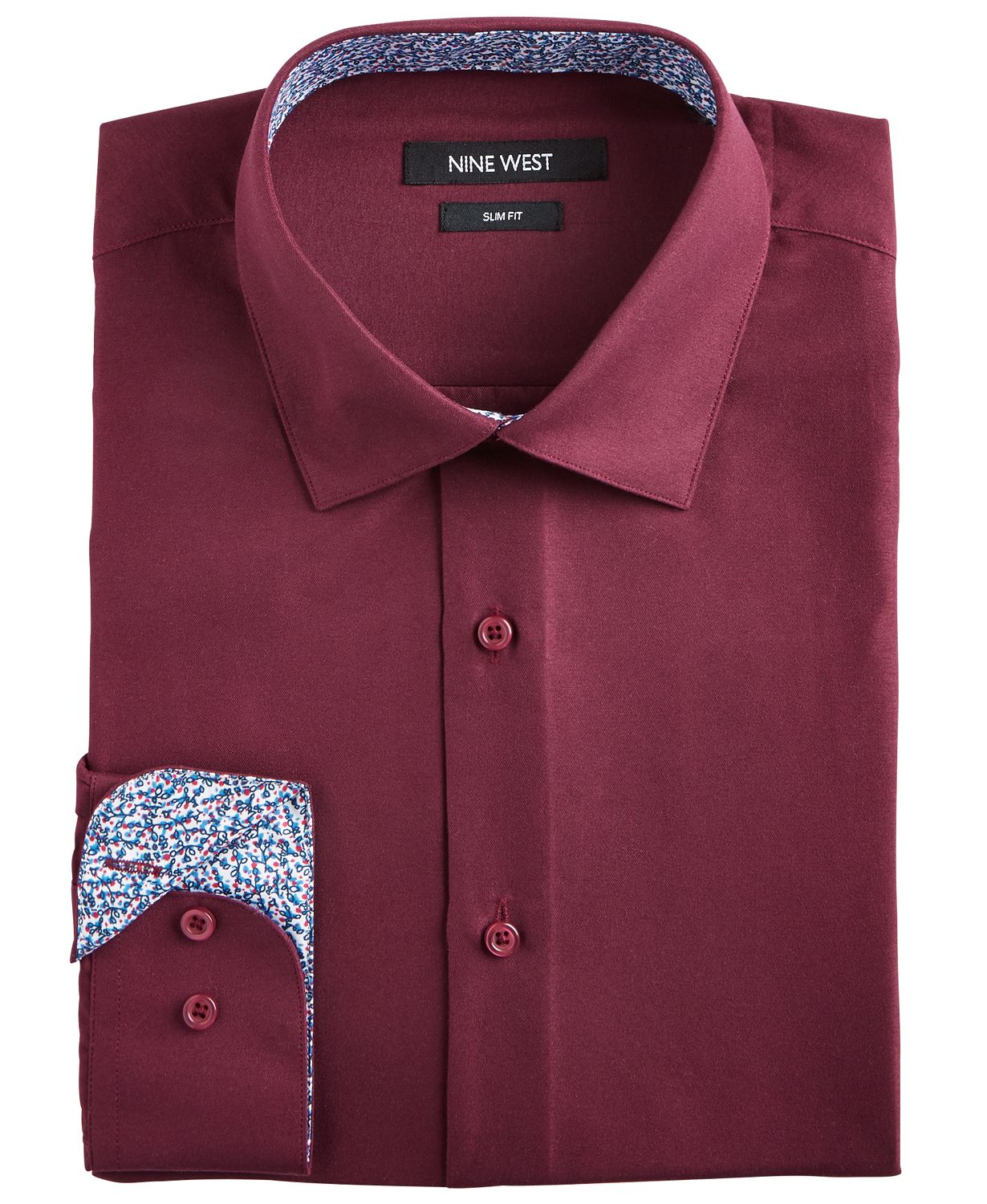 (64% OFF Deal) Men’s Slim-Fit Wrinkle-Free Performance Stretch Burgundy Dress Shirt $17.99