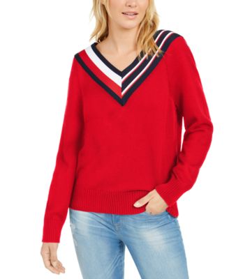 tommy hilfiger v neck jumper womens