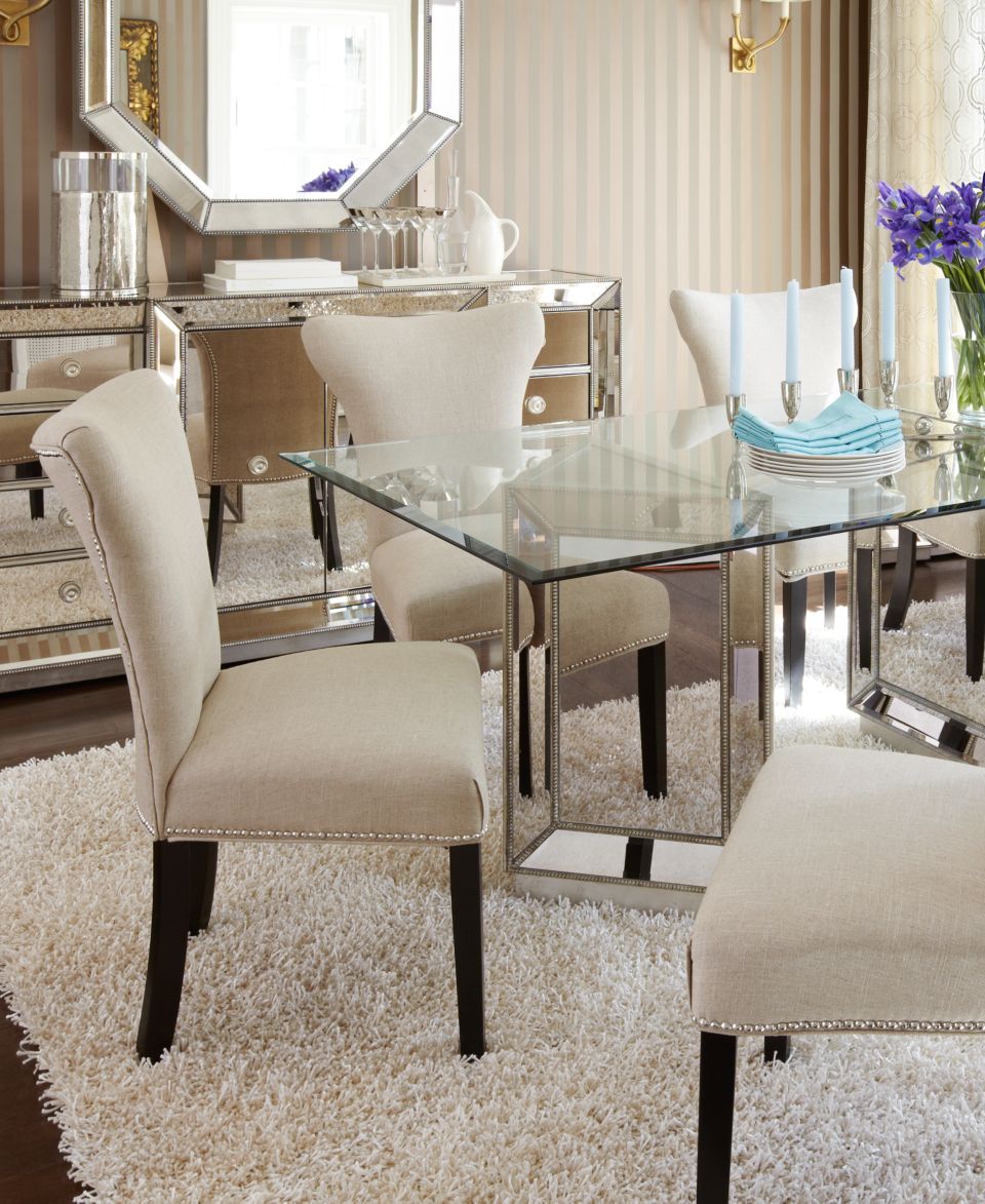Marais Dining Room Furniture, 5 Piece Set (54 Mirrored Dining Table and 4 Chairs)   Furniture