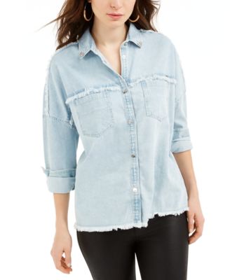 guess cotton denim peplum jacket