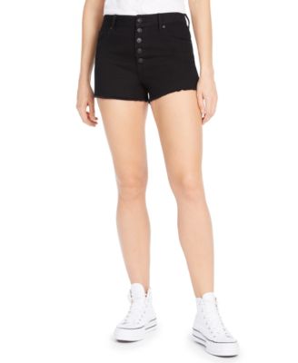 high waisted black denim shorts