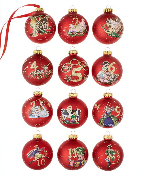 Kurt Adler 2 55 12 Days Of Christmas Decorative Ball Ornament 12 Piece Set Reviews Home Macy S