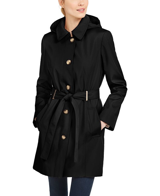 Calvin Klein Hooded Water-Resistant Trench Coat & Reviews - Coats ...