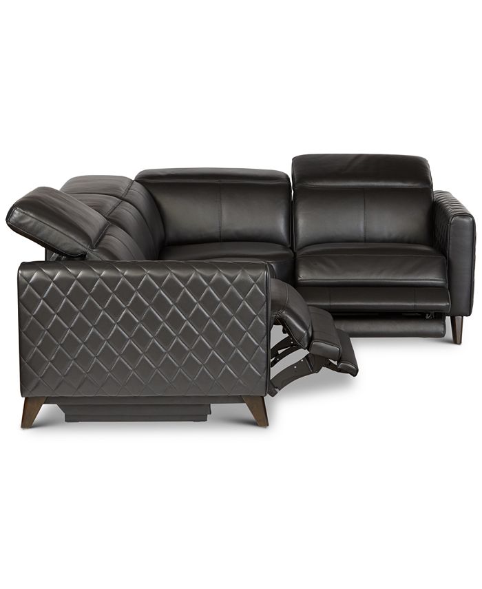Furniture Jaconna 4Pc. Leather Sectional with 2 Power Recliners