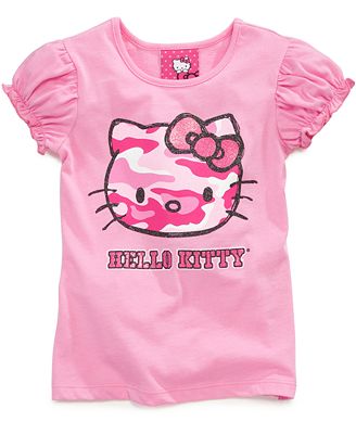 Hello Kitty Kids Shirt, Little Girls Graphic Camo Kitty Tee - Kids - Macy's