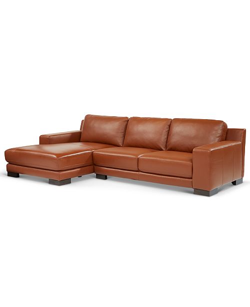 Furniture Darrium 2 Pc Leather Sofa With Chaise Created For Macy S Reviews Furniture Macy S