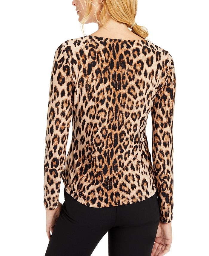 INC International Concepts INC Petite Leopard-Print Strappy-Neck Top, Created for Macy's