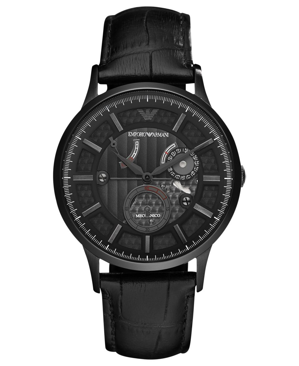 Emporio Armani Watch, Mens Chronograph Black Leather Strap 46mm AR2461   Watches   Jewelry & Watches