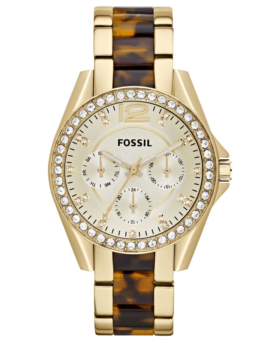Fossil Womens Riley Tortoise and Gold Tone Stainless Steel Bracelet Watch 38mm ES3343   Watches   Jewelry & Watches
