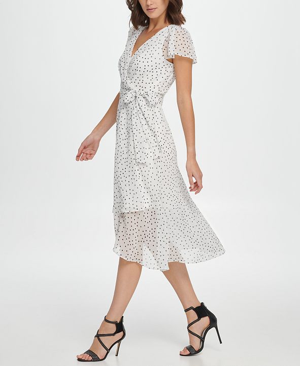 DKNY Flutter Sleeve Sleeve VNeck Wrap Midi & Reviews Dresses Women