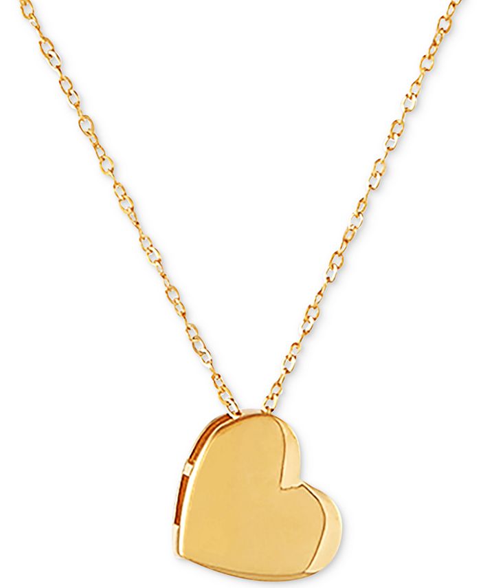 Macy's Polished Heart 17" Pendant Necklace in 10k Gold & Reviews