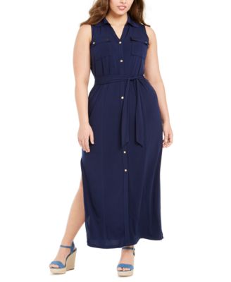 plus size sleeveless shirt dress