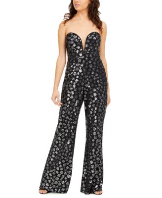 strapless sequin jumpsuit