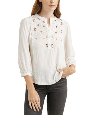 lucky brand embroidered top