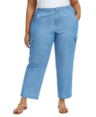 plus size denim cargo pants