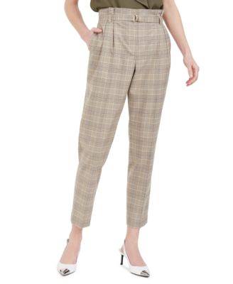 plaid paperbag waist pants