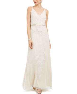 adrianna papell sequined blouson gown