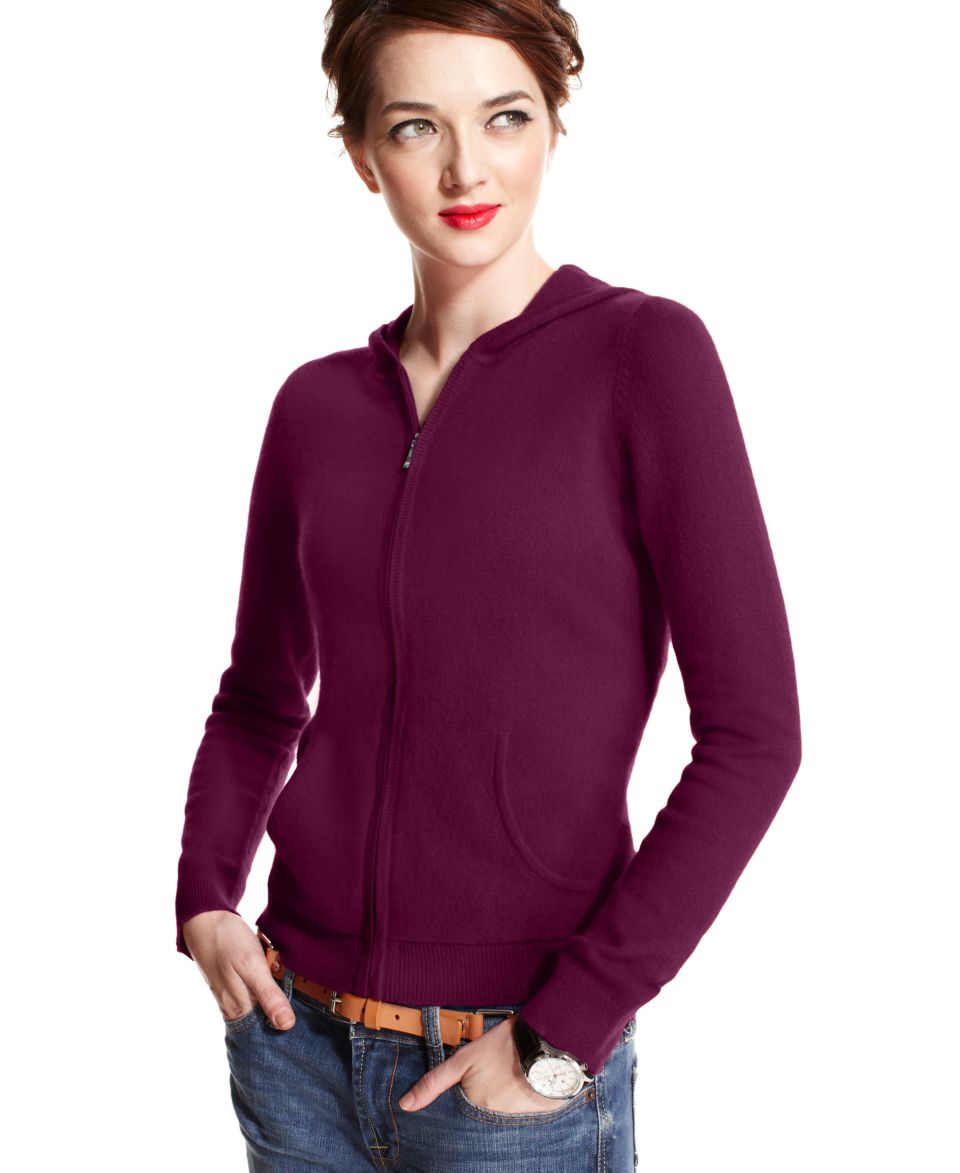 Charter Club Petite Sweater, Long Sleeve Cashmere Zip Hoodie   Sweaters   Women