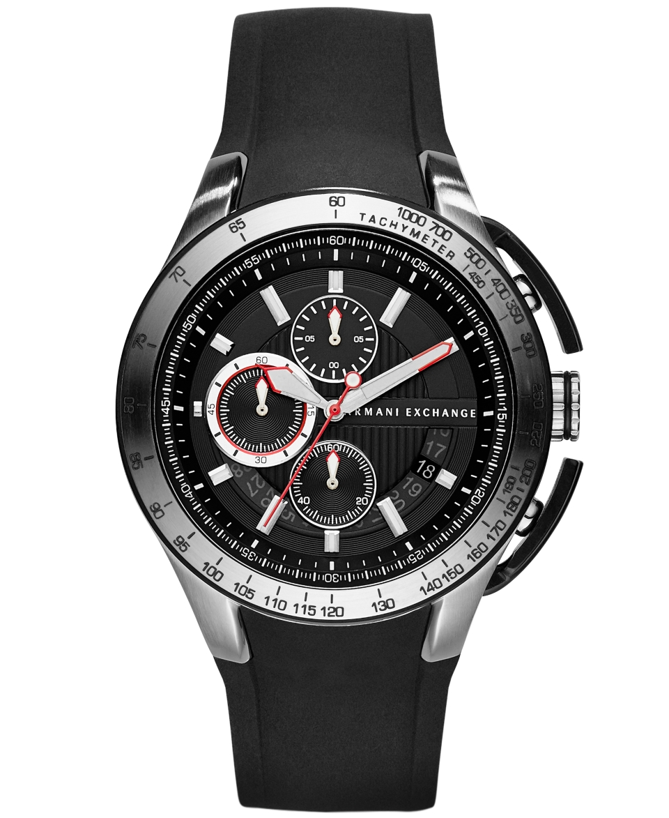 AX Armani Exchange Watch, Mens Chronograph Black Silicone Strap 45mm AX1400   Watches   Jewelry & Watches