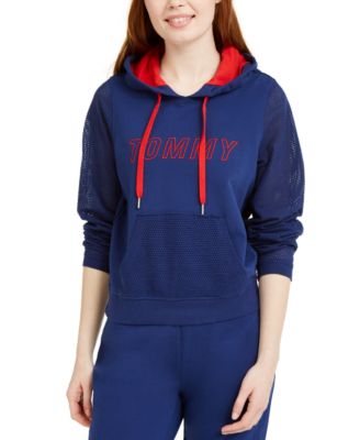contrast embroidered hooded sweatshirt