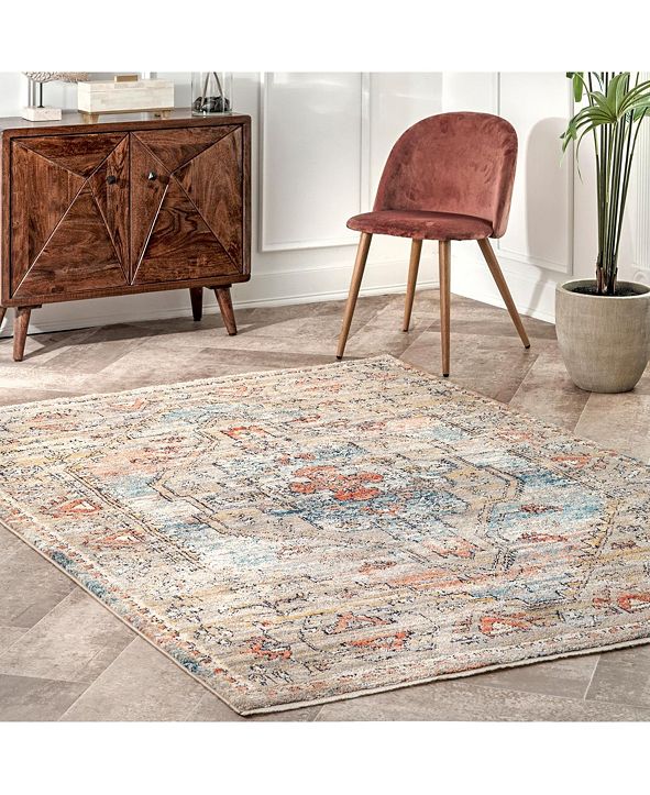 nuLoom Delicate Prima Persian VintageInspired Beige 5'3" x 7'3" Area Rug & Reviews Rugs Macy's