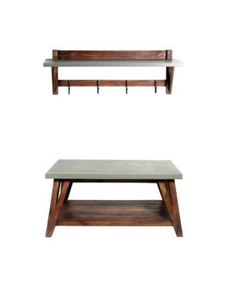 Вешалка для одежды и скамья для прихожей Alaterre Furniture Brookside с цементной столешницей из дерева