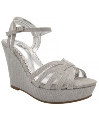 macy's silver wedge sandals