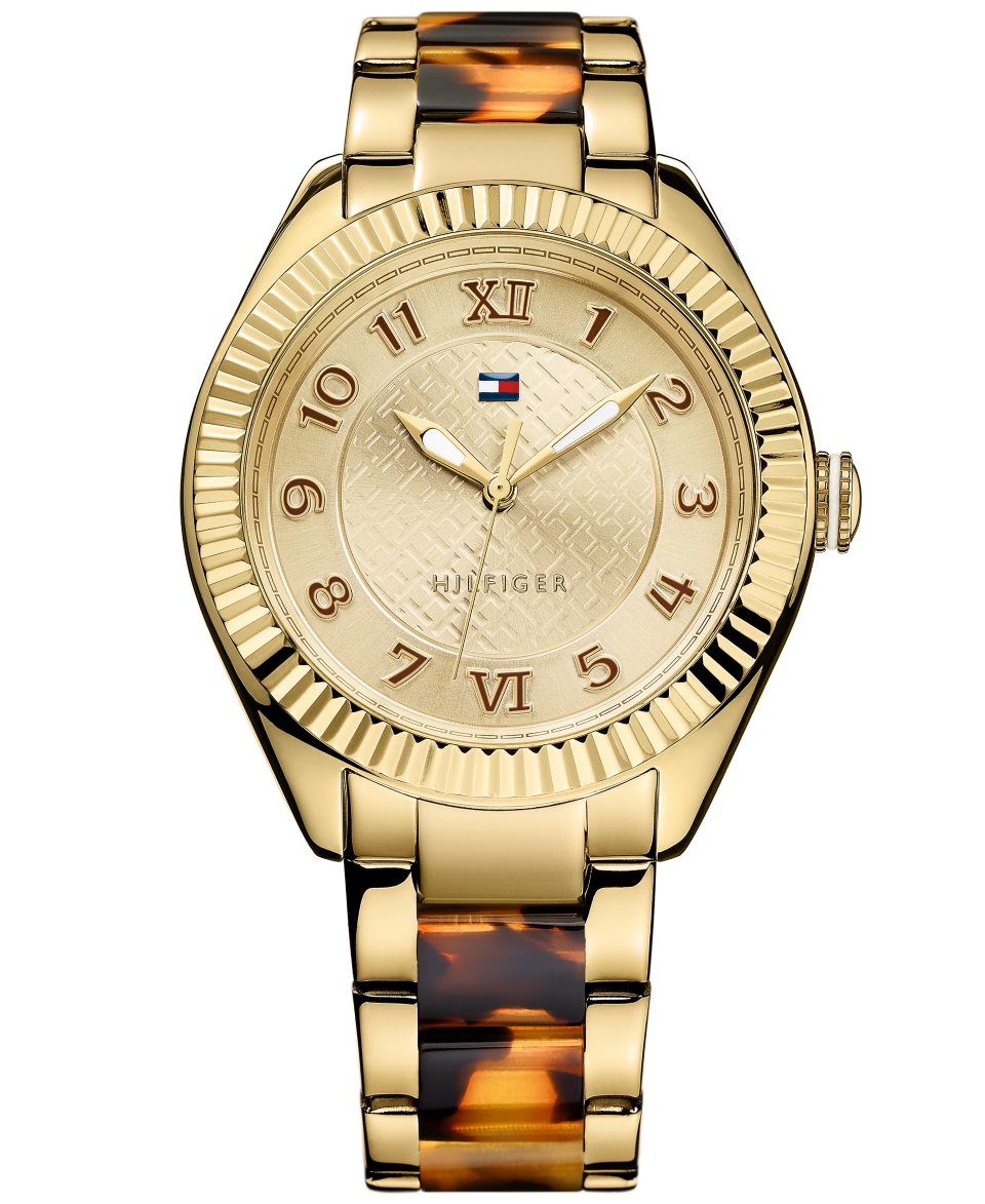 Tommy Hilfiger Watch, Womens Tortoise and Gold Tone Stainless Steel Bracelet 41mm 1781347   Watches   Jewelry & Watches