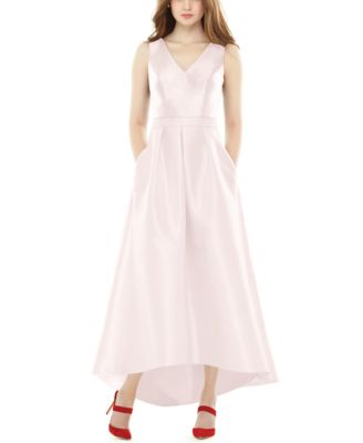 alfred sung high low satin twill cocktail dress