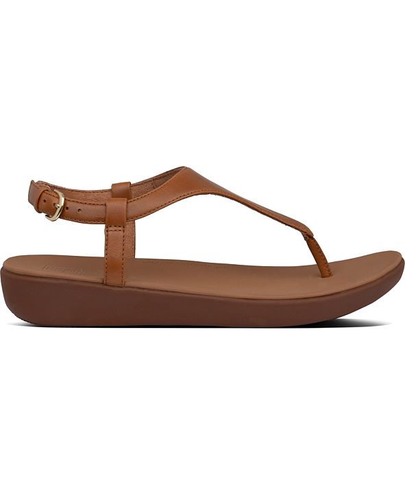 tan t strap sandals