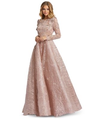 long sleeve embellished gown