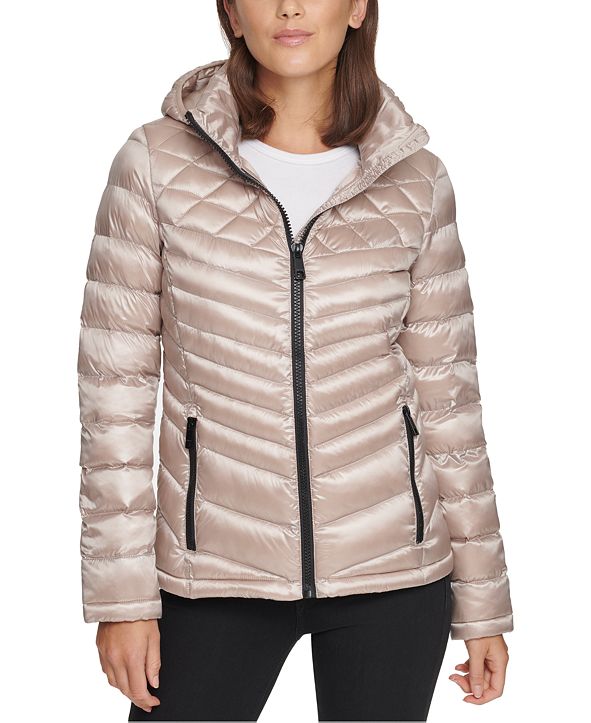 Calvin Klein Petite Hooded Packable Down Puffer Coat, Created for Macy ...
