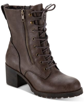 Sun + Stone Sloanie Lace-Up Lug Sole Hiker Booties, Created for Macy's ...