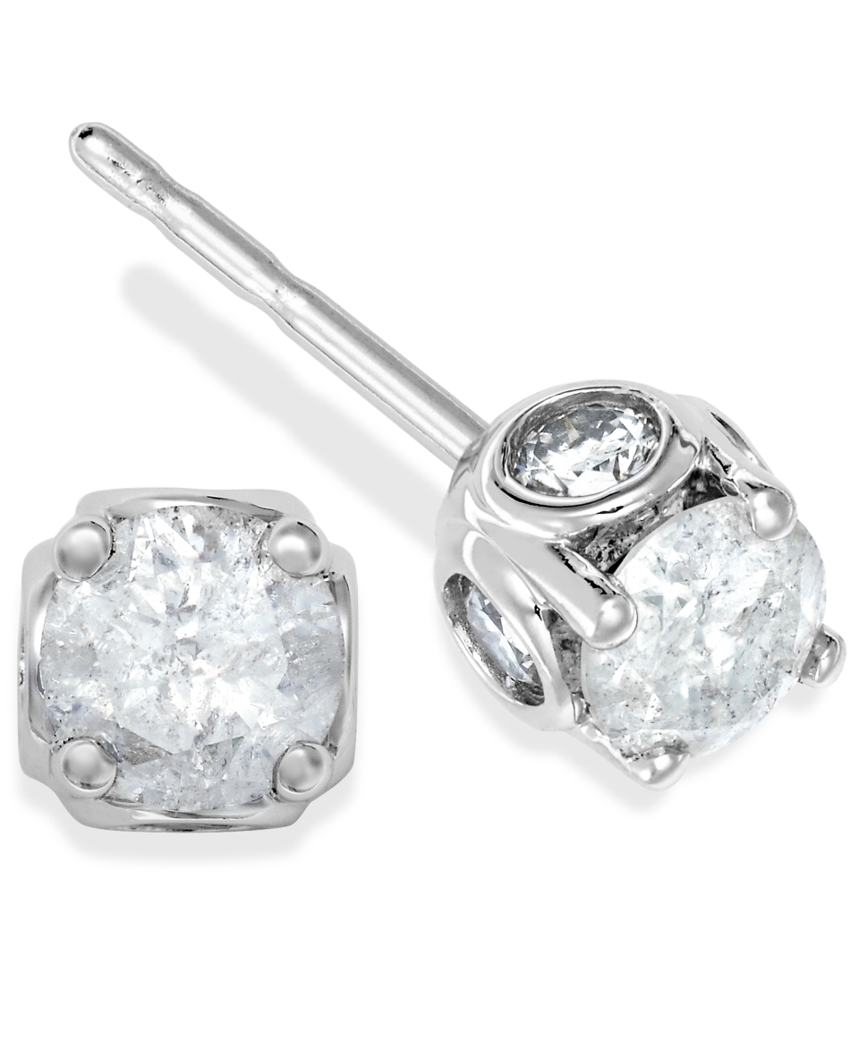 Diamond Earrings, 14k White Gold Diamond Spiral Bezel Earrings (3/8 ct. t.w.)   Earrings   Jewelry & Watches