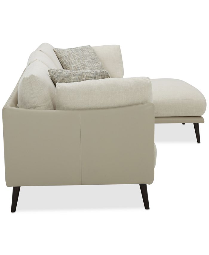 Furniture Marleese 2Pc. Fabric and Leather Sofa with Chaise, Created